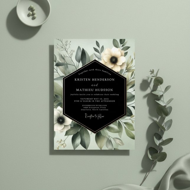 Convites Sage Ethereal Flora Casamento (Criador carregado)