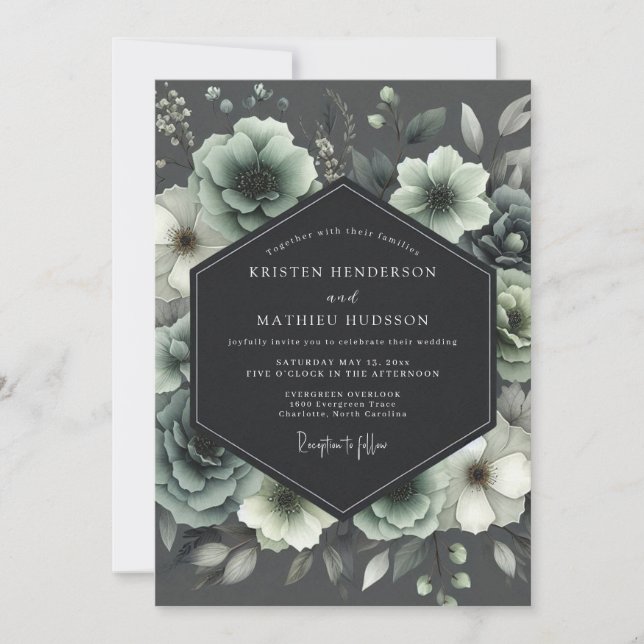 Convites Sage Floral Enchantment Wedding (Frente)