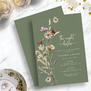 Convites Sage Floral Jantar da Noite Anterior ao Ensaio