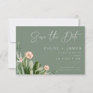 Convites Sage Flowering Cactus Weding The Date Card
