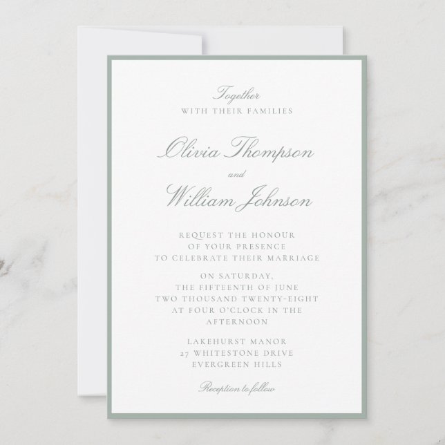 Convites Sage Framed Wedding Invitation (Frente)
