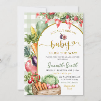 Convites Sage Gingham A little sprout baby shower