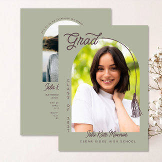 Convites Sage Grad Announcement and Invitation with Photo