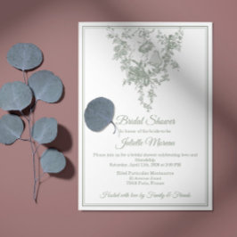 Convites Sage Gray Toile de Jouy Bridal Shower Invitation