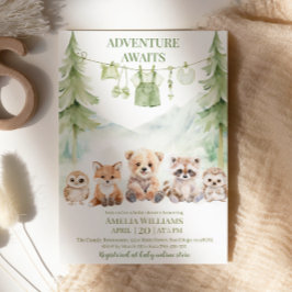 Convites Sage Green Adventure Awaits Woodland Baby Shower