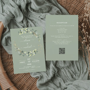 Convites Sage Green All in One Eucalyptus Code Casamento