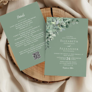 Convites Sage Green All in One Eucalyptus Code Casamento
