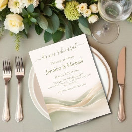 Convites Sage Green and Ivory Dinner Rehearsal 