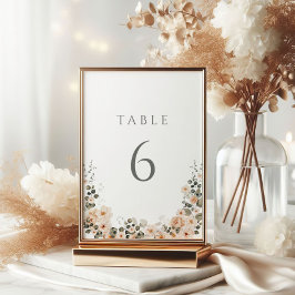 Convites Sage Green and Peach Wedte Table Number Sinal