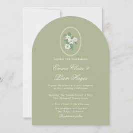 Convites Sage Green Arch Chinoiserie Wedding Invitation