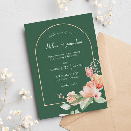 Convites Sage Green Arch Floral Elegante Boho Casado