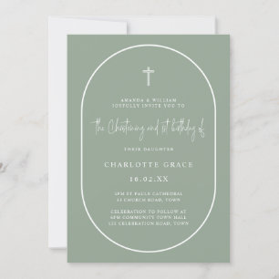 Convites Sage Green Arch Modern Joint Christening Aniversár