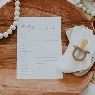 Convites Sage Green Baby Scramble Card
