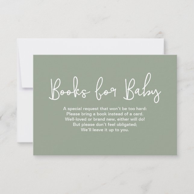 Convites Sage Green Baby shower Book Request Digital print (Frente)
