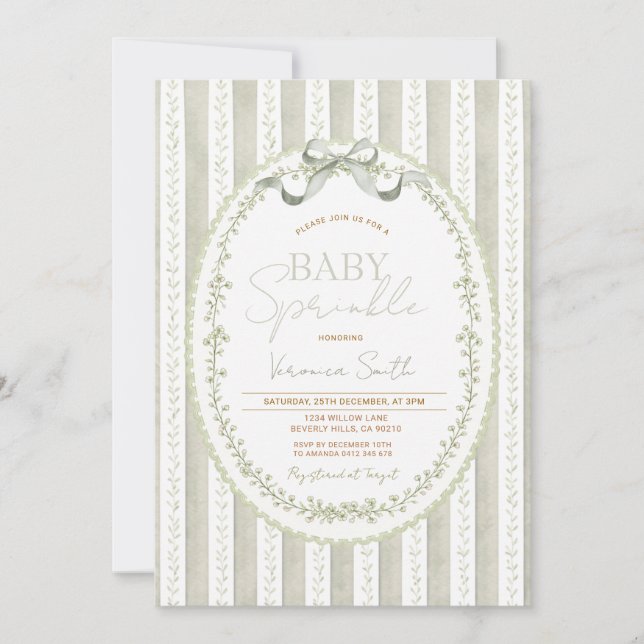 Convites Sage Green Baby Sprinkle Invitation – Neutral (Frente)