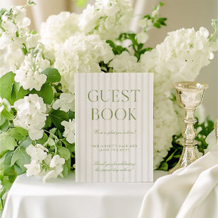 Convites Sage Green & Beige - Sinal do Livro de Convidados