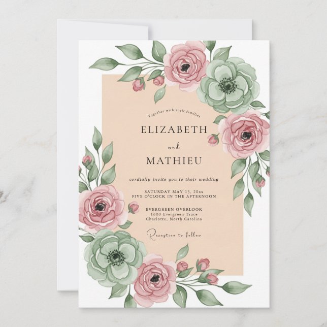 Convites Sage Green Blissful Spring Wedding (Frente)