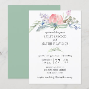 Convites Sage Green Blue Flowers Greenery Casamento