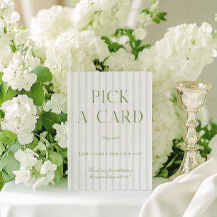 Convites Sage Green & Blue Weding Pick a Card Sign
