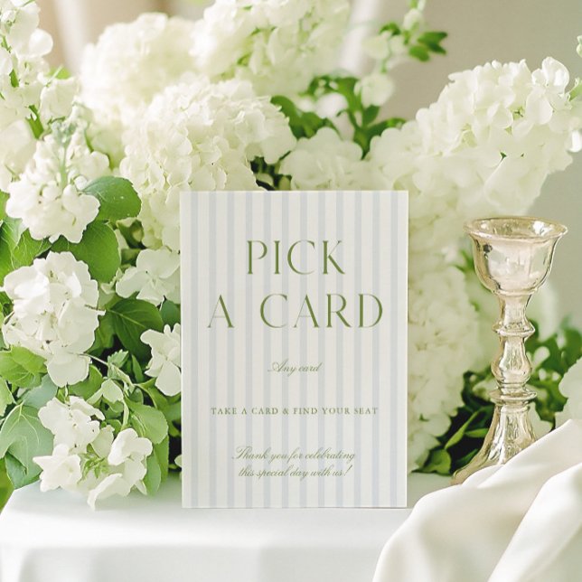 Convites Sage Green & Blue Weding Pick a Card Sign (Sage Green & Blue Wedding Pick a Card Sign)