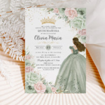 Sage Green Blush Rosa Princesa Floral Rosa Quincea