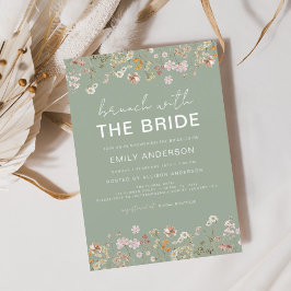Convites Sage Green Boho Floral Wildflower Bridal Brunch
