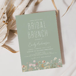 Convites Sage Green Boho Wildflower Bridal BrunChá