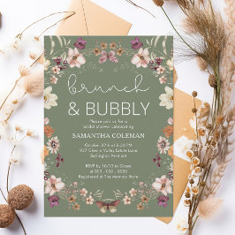 Convites Sage Green Boho Wildflower Chá de panela Brunch