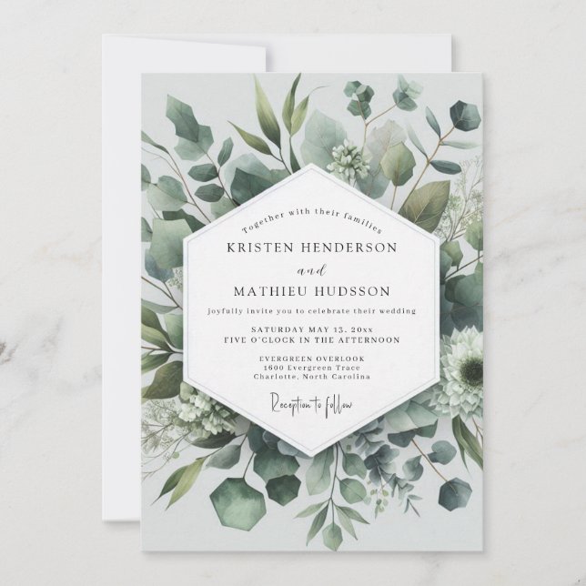 Convites Sage Green Botanical Elegance Wedding (Frente)