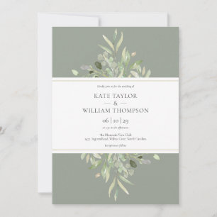 Convites Sage Green Botanical Greenery Wedding