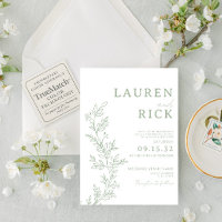 Sage Green Botanical Line Art Greenery Casamento