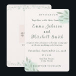 Convites Sage Green Botanical Minimal Greenery Wedding<br><div class="desc">Invite your guests to celebrate your special day with this elegant sage green botanical wedding invitation. Featuring soft watercolor greenery and clean, modern typography, this design brings a timeless and natural charm to your wedding stationery. Perfect for garden, rustic, or nature-inspired weddings, it creates a beautiful first impression for your...</div>