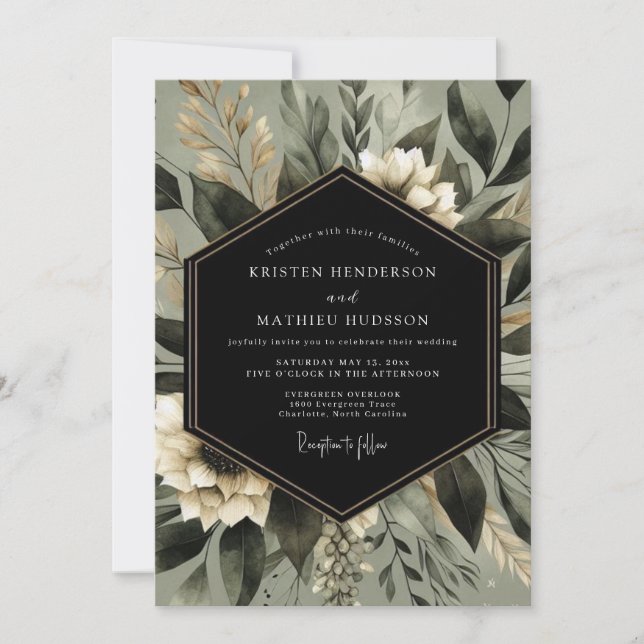 Convites Sage Green Botanical Whimsy Wedding (Frente)