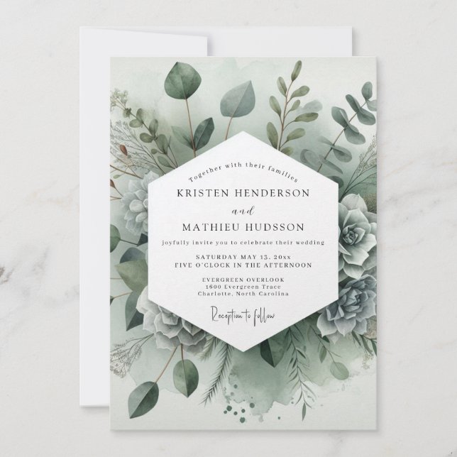 Convites Sage Green Botanical Whimsy Wedding (Frente)