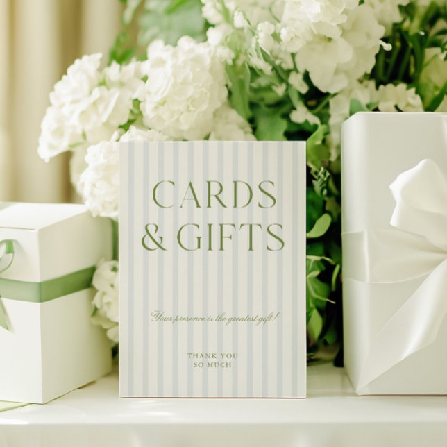 Convites Sage Green Cards & Gifts - Sinal de Casamento (Elegant Sage Green Cards & Gifts Wedding Sign)