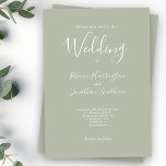 Convites Sage Green - Casamento Moderno Mínimo<br><div class="desc">Este convite de casamento, simplesmente concebido e deslumbrante, apresenta um design elegante, moderno e mínimo tipográfico com um esquema de cores verdes sage. Pronto para você se adaptar com os detalhes do seu dia especial de casamento. Por favor, navegue no pacote de casamento mínimo Elegante verde Sage para obter itens...</div>