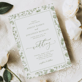 Convites Sage Green Chinoiserie Tudo em Um Casamento