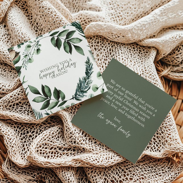 Convites Sage Green Christmas Greenery & Pine Holiday Card (Criador carregado)