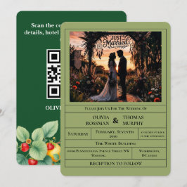 Convites Sage Green Citrus Botanical Wedding Invitation