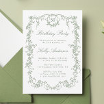 Convites Sage Green Classic Floral 50th Festa de aniversári<br><div class="desc">Elegante convite de aniversário floral vitoriano francês vitoriano com texto personalizado no verso. Para uma personalização mais avançada deste design,  clique no BOTÃO DE FERRAMENTAS DESIGN acima!</div>
