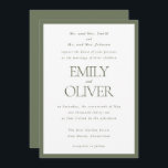 Convites Sage Green Classic Frame Wedding Parents Host<br><div class="desc">Faça seu anúncio de casamento inesquecível com este Modelo de Convite Elegante de Casamento Verde. Perfeitamente trabalhado para pais que hospedam o dia especial, este convite verde e branco de sábio escuro apresenta um sofisticado quadro verde de sábio e uma tipografia elegante para os nomes do cônjuge e as informações...</div>