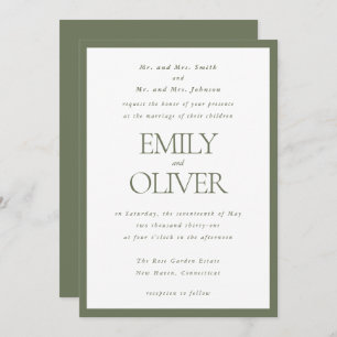 Convites Sage Green Classic Frame Wedding Parents Host