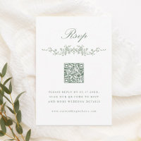 Sage Green Classic French Floral Wedding RSVP