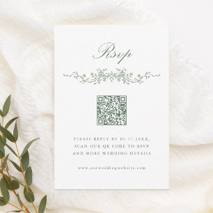 Convites Sage Green Classic French Floral Wedding RSVP