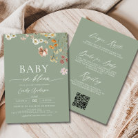 Sage Green Código QR Flor Selvagem Bebê em Sangue