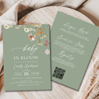 Sage Green Código QR Flor Selvagem Bebê em Sangue