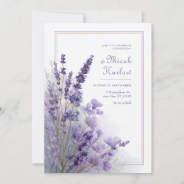 Convites Sage Green Cool Purple Lavender Botanical Frame