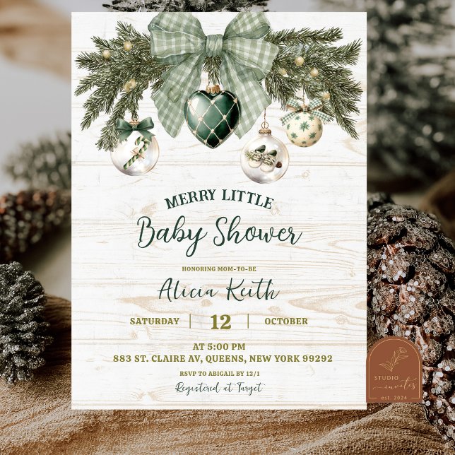 Convites Sage Green Country Rustic Winter Baby Shower (Criador carregado)