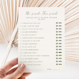 Convites Sage Green disse que ela disse "Cartão"