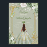 Convites Sage Green Dourada Crown Mis Quince 15 Anos Dresse<br><div class="desc">Quinceañera Sage Green Crown Dirige Convite Mis Quince 15 Anos,  16º aniversário.</div>